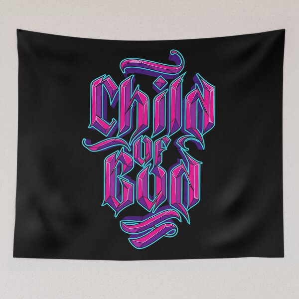 Item preview, Child of God Gothic 3D Neon Typography 2026 designed and sold by MarCinu Art.