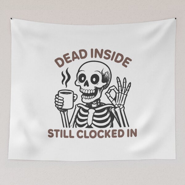 Item preview, Dead Inside Still Clocked In – Funny Office Skeleton Coffee Shirt designed and sold by YZGraphics.