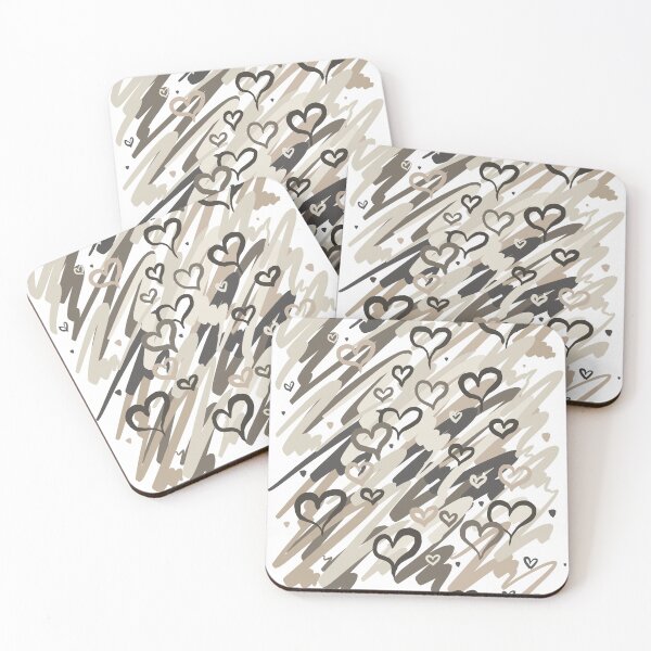 Item preview, Neutral Scribble Hearts Pattern - Beige Taupe Brushstrokes Cozy Love designed and sold by TheArtOfTreble.