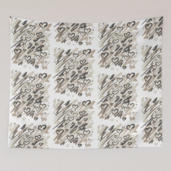 Item preview, Neutral Scribble Hearts Pattern - Beige Taupe Brushstrokes Cozy Love designed and sold by TheArtOfTreble.