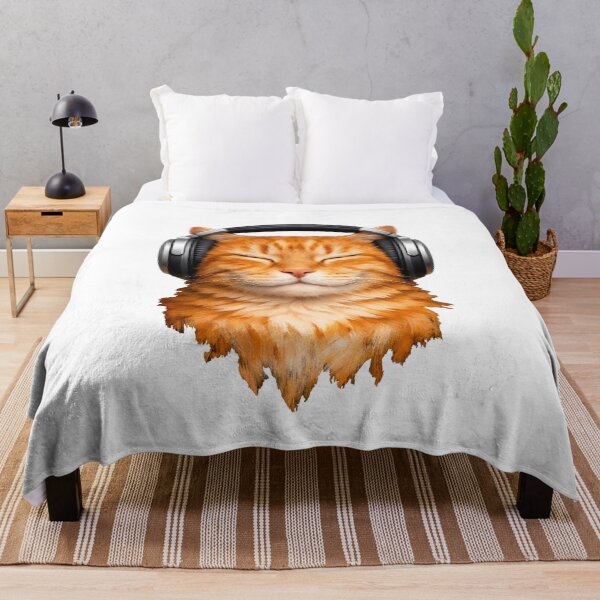 Item preview, Chilling Ginger Cat Wearing Headphones Music Art designed and sold by PrintAtelier.
