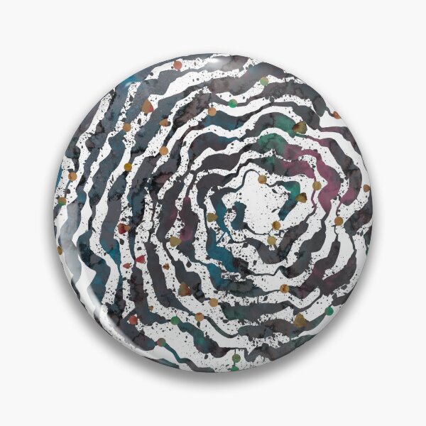 Item preview, Hypnotic Spiral Waves - Teal Purple Black Watercolor Vortex with Gold Green Dots designed and sold by TheArtOfTreble.