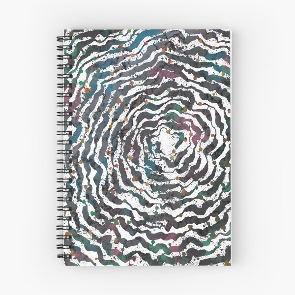 Item preview, Hypnotic Spiral Waves - Teal Purple Black Watercolor Vortex with Gold Green Dots designed and sold by TheArtOfTreble.