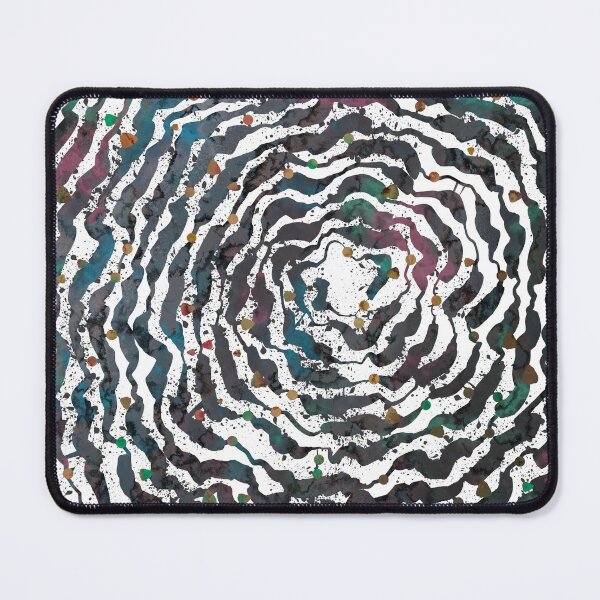 Item preview, Hypnotic Spiral Waves - Teal Purple Black Watercolor Vortex with Gold Green Dots designed and sold by TheArtOfTreble.