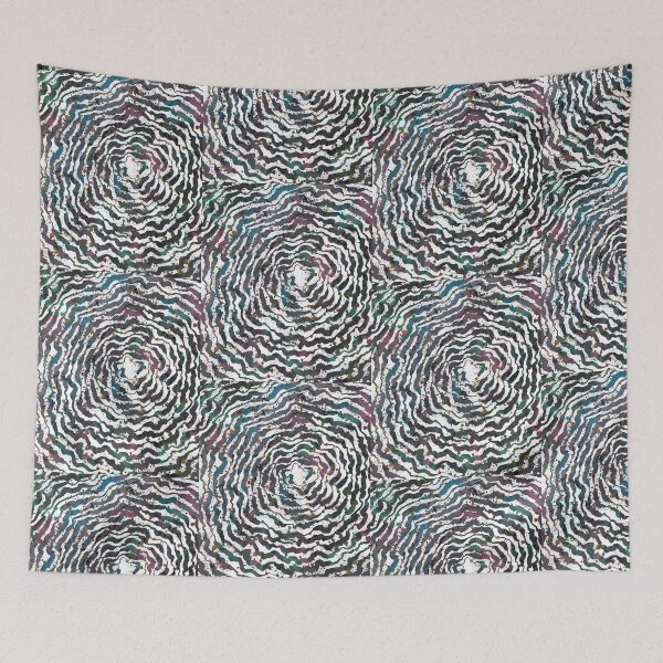 Item preview, Hypnotic Spiral Waves - Teal Purple Black Watercolor Vortex with Gold Green Dots designed and sold by TheArtOfTreble.