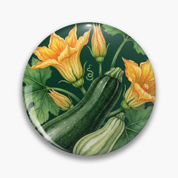 Item preview, Watercolor Zucchini Vegetables with Yellow Blossoms designed and sold by LinaValearte.