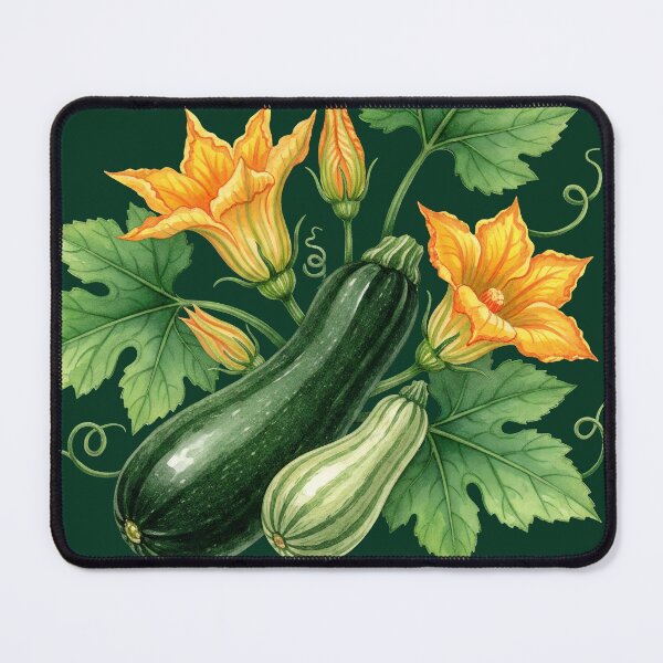 Item preview, Watercolor Zucchini Vegetables with Yellow Blossoms designed and sold by LinaValearte.