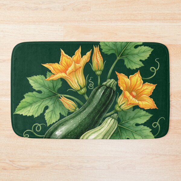 Item preview, Watercolor Zucchini Vegetables with Yellow Blossoms designed and sold by LinaValearte.