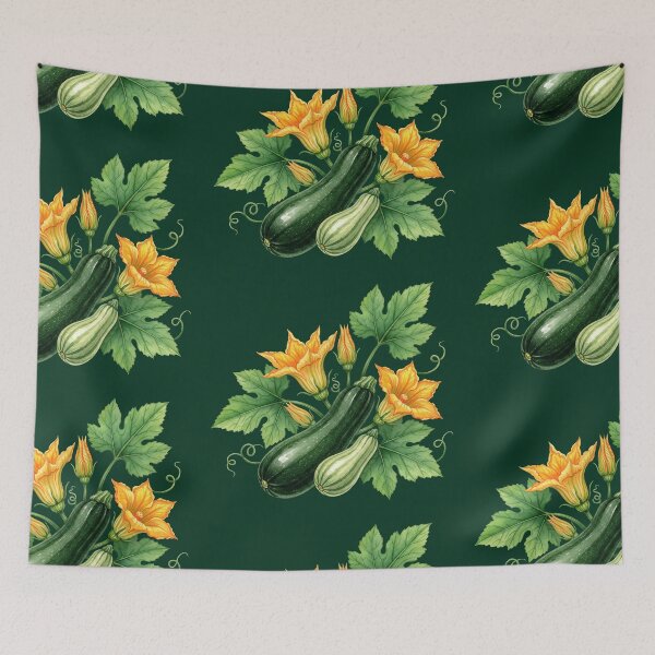 Item preview, Watercolor Zucchini Vegetables with Yellow Blossoms designed and sold by LinaValearte.
