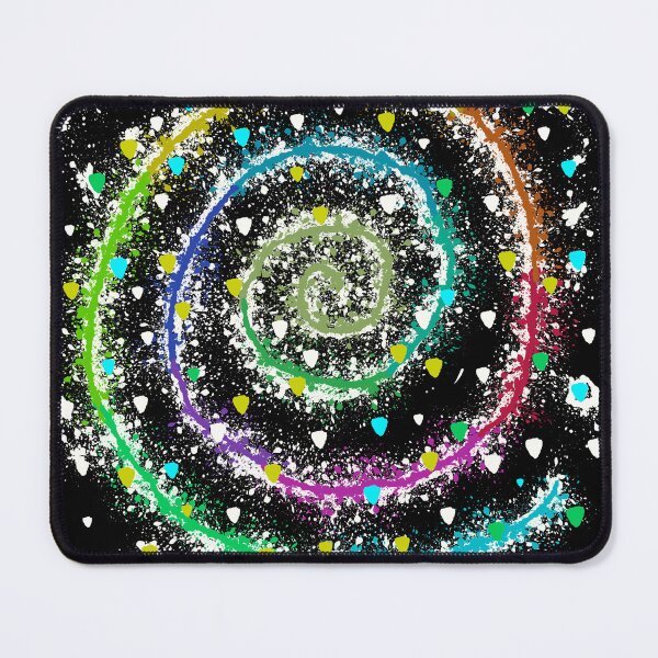 Item preview, Rainbow Confetti Spiral - Colorful Rings with White Splatter and Triangles on Black designed and sold by TheArtOfTreble.