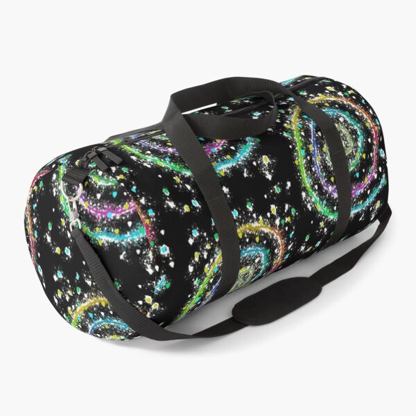 Item preview, Rainbow Confetti Spiral - Colorful Rings with White Splatter and Triangles on Black designed and sold by TheArtOfTreble.
