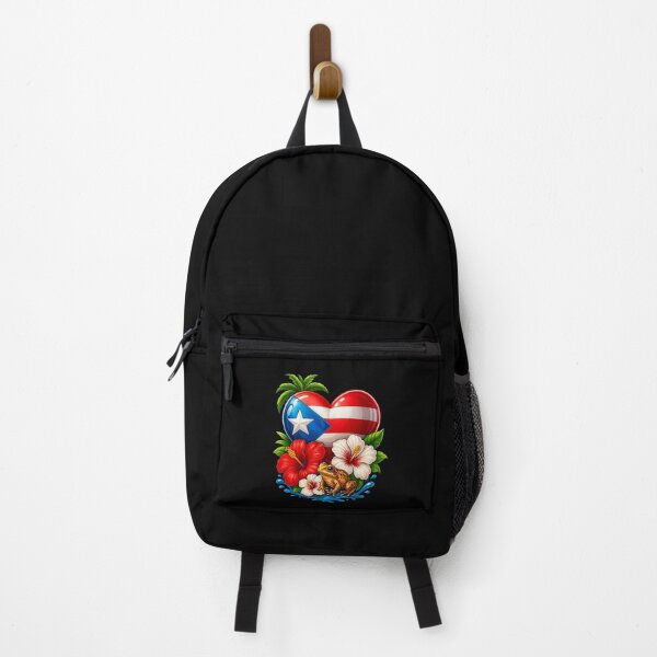 Item preview, Puerto Rican Heart Flag with Coqui & Maga Flowers designed and sold by DigiAngDesigns.