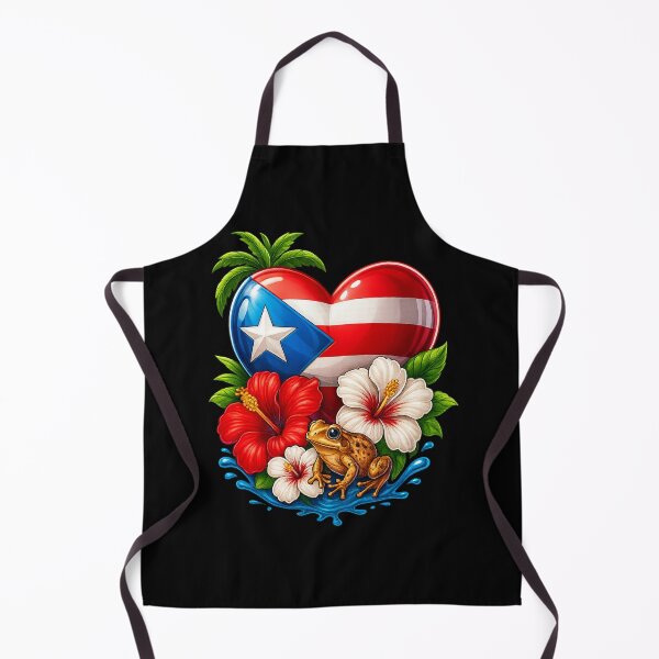 Item preview, Puerto Rican Heart Flag with Coqui & Maga Flowers designed and sold by DigiAngDesigns.