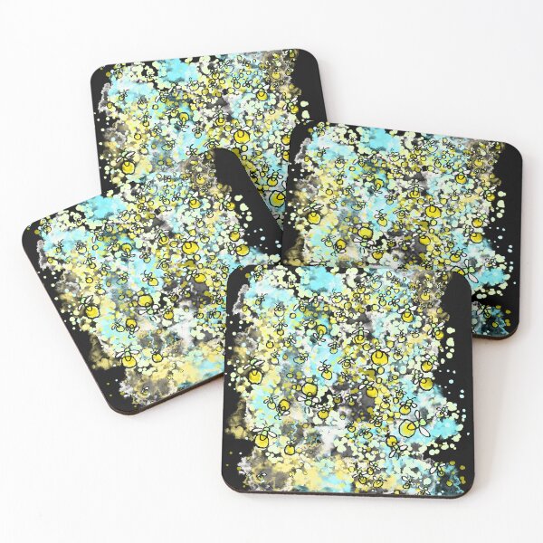 Item preview, Firefly Swarm Splatter - Turquoise Gold Firefly Watercolor Pattern designed and sold by TheArtOfTreble.