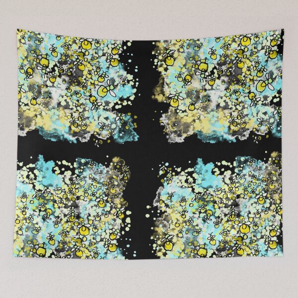 Item preview, Firefly Swarm Splatter - Turquoise Gold Firefly Watercolor Pattern designed and sold by TheArtOfTreble.