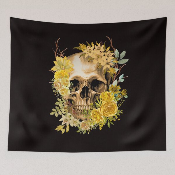 Item preview, Tattoo Style Skull with Flowers Shirt – Dark Art Graphic Tee designed and sold by SKULLARTISTRY.