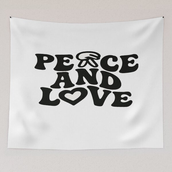 Item preview, Peace and Love” Retro Typography Art – Playful Positive Quote with Symbols & 60s Vibes designed and sold by Bright Nest Studio.