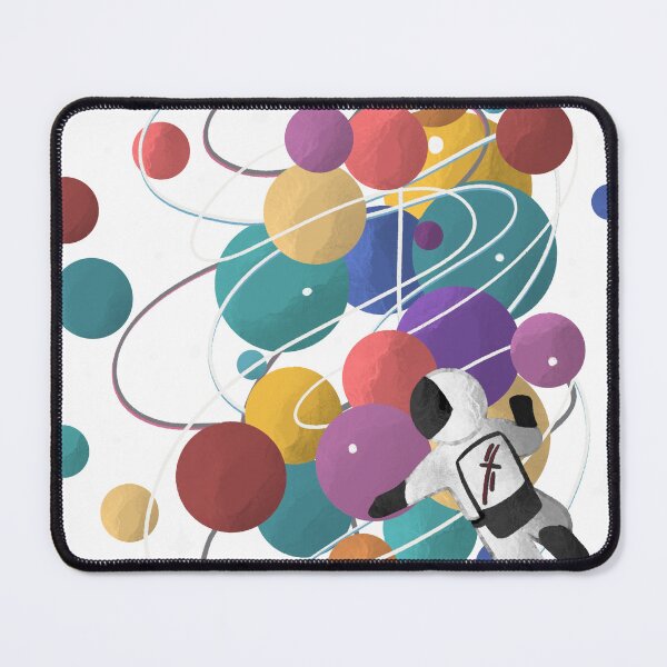 Item preview, Astronaut in Colorful Orbs - Retro Cosmic Planets and Orbital Trails designed and sold by TheArtOfTreble.