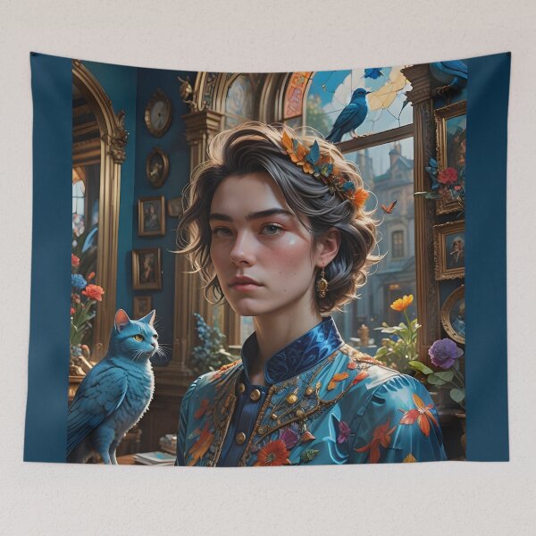 Item preview, Timeless style: Portrait in shades of blue designed and sold by KunstGeist.