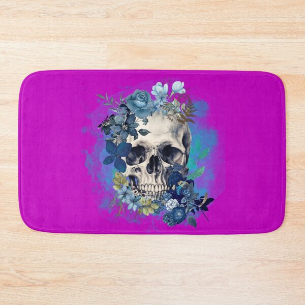 Item preview, Blue Dark Floral Skull T-Shirt Gothic Graphic Tee designed and sold by SKULLARTISTRY.