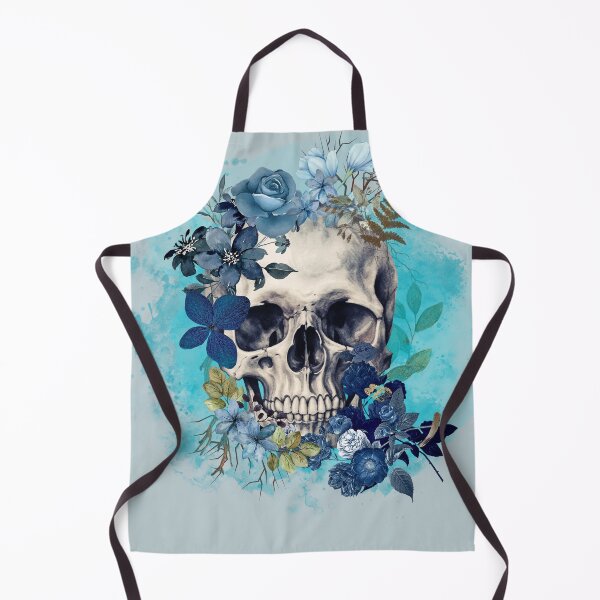 Item preview, Blue Dark Floral Skull T-Shirt Gothic Graphic Tee designed and sold by SKULLARTISTRY.