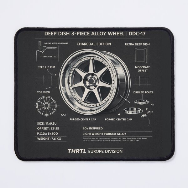 Item preview, 90s Deep Dish 3-Piece Wheel Blueprint – DDC-17 Charcoal Edition | THRTL Europe Division Automotive Art designed and sold by ClassicThrottle.