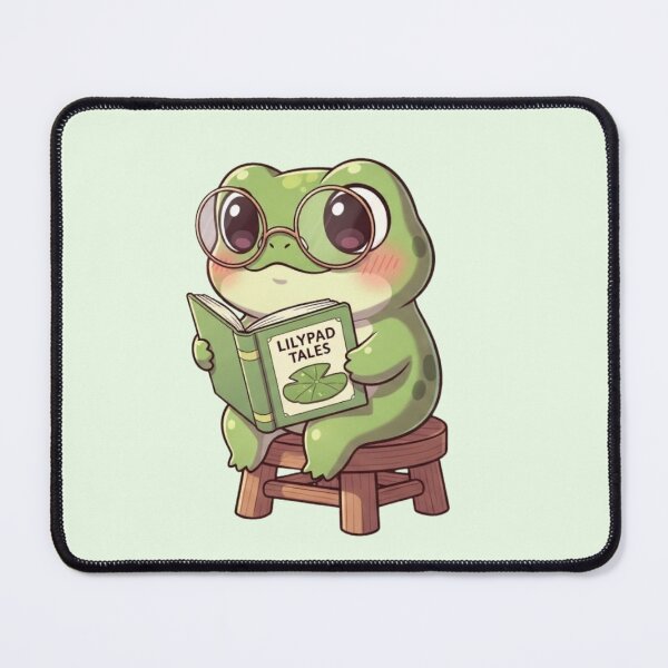 Item preview, Adorable Frog Reading 'Lilypad Tales' - Cute Frog Art for Nature Lovers designed and sold by soletstudio.