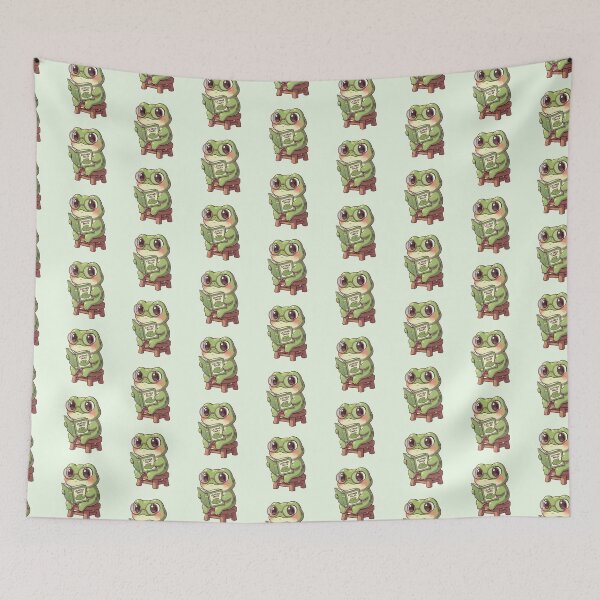 Item preview, Adorable Frog Reading 'Lilypad Tales' - Cute Frog Art for Nature Lovers designed and sold by soletstudio.