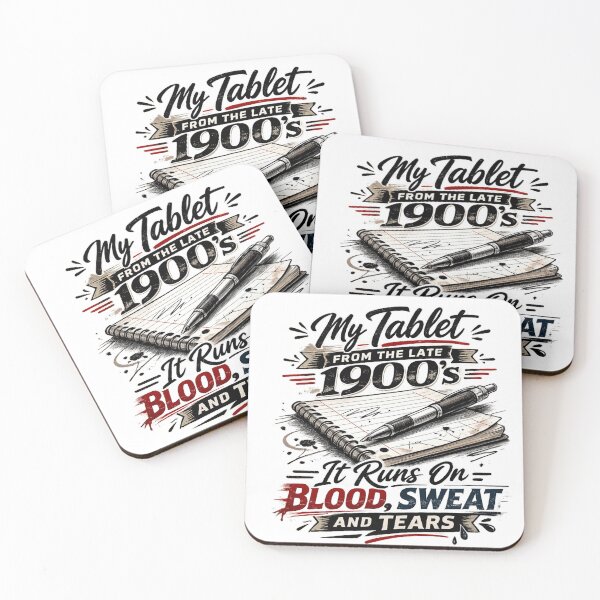 Item preview, My Tablet From The Late 1900’s – Blood Sweat and Tears Notebook Funny Retro Typography Design designed and sold by MAF_Merch.