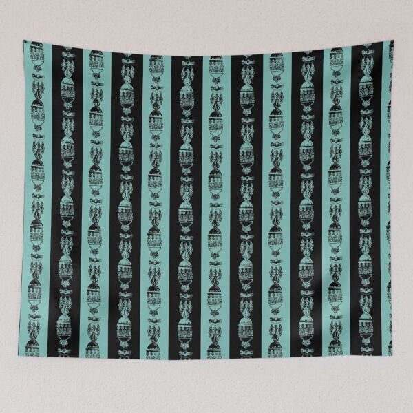 Item preview,  Antique Furniture Decorations Wide Stripe Teal & Black designed and sold by Digitalmyth's Designs.