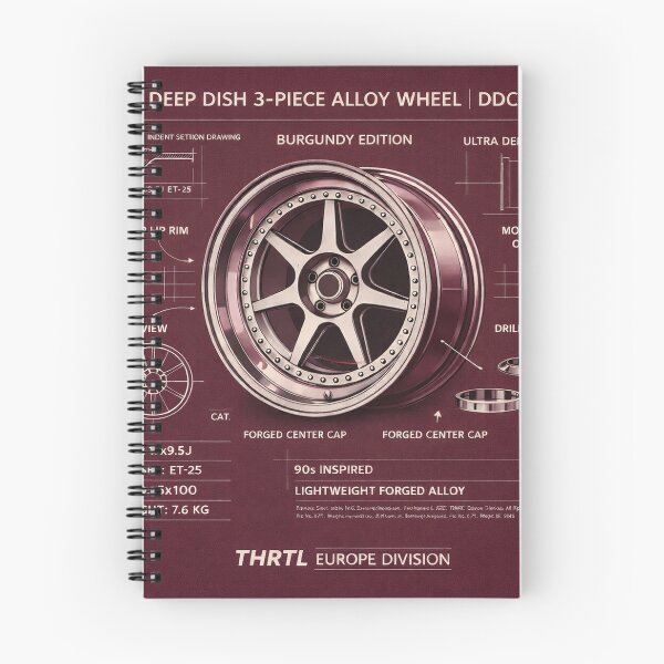 Item preview, 90s Deep Dish 3-Piece Wheel Blueprint – DDC-17 Burgundy Edition | THRTL Europe Division Automotive Art designed and sold by ClassicThrottle.