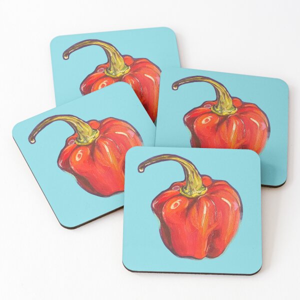 Item preview, Hand-painted Chili Pepper - Spicy Red Oil Painting Art designed and sold by Karolina Kulka.