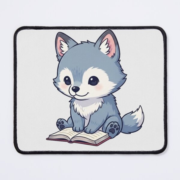 Item preview, Adorable Wolf Pup Reading - Cute Illustrated Wolf Art for Animal Lovers designed and sold by soletstudio.