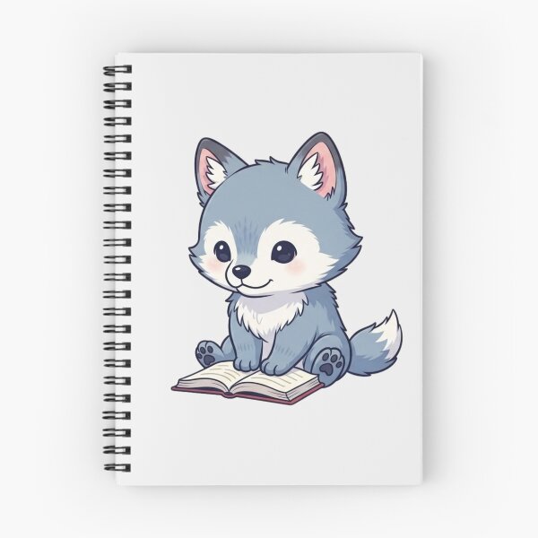 Item preview, Adorable Wolf Pup Reading - Cute Illustrated Wolf Art for Animal Lovers designed and sold by soletstudio.