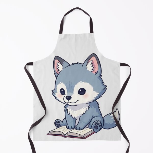 Item preview, Adorable Wolf Pup Reading - Cute Illustrated Wolf Art for Animal Lovers designed and sold by soletstudio.