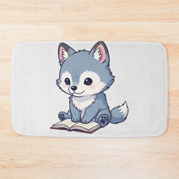 Item preview, Adorable Wolf Pup Reading - Cute Illustrated Wolf Art for Animal Lovers designed and sold by soletstudio.