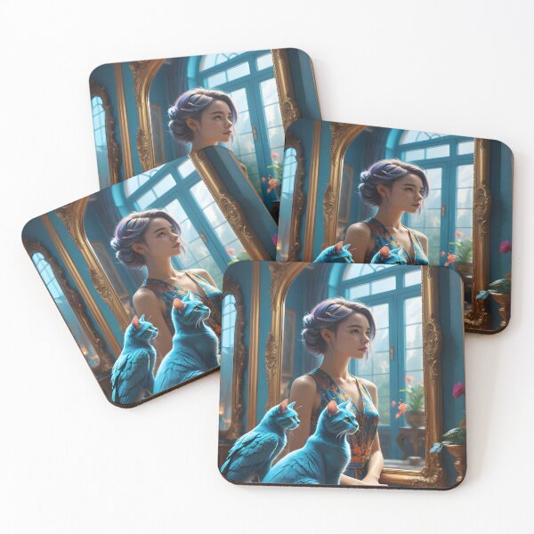 Item preview, Through the Looking Glass: A Portrait with Mystical Cats designed and sold by KunstGeist.