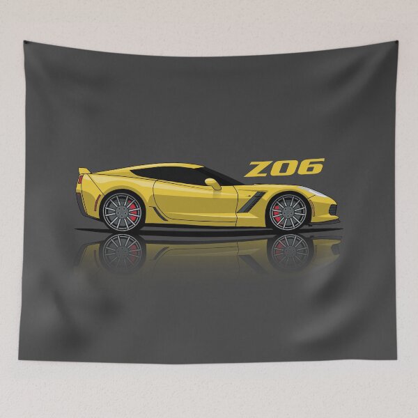 Item preview, Yellow Chevy Corvette C7 Z06 reflection Illustration designed and sold by blackdogshop.