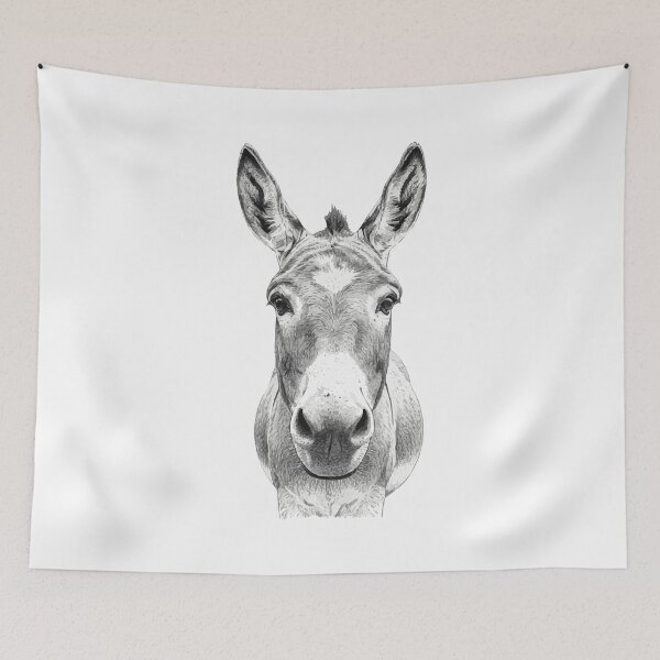 Item preview, Handsome Donkey Portrait – Detailed Line Drawing Art designed and sold by furrydrool.