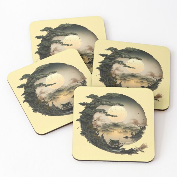Item preview, Japanese Full Moon Night – Zen Aesthetic Lunar Art designed and sold by oceantospace.