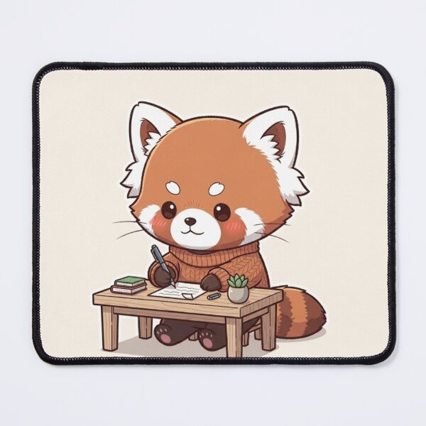 Item preview, Adorable Red Panda Writing at Desk – Cute Kawaii Animal Study Illustration designed and sold by soletstudio.