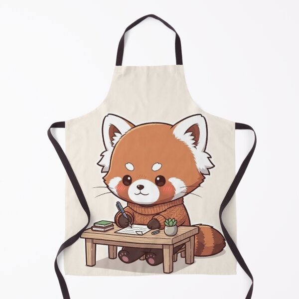 Item preview, Adorable Red Panda Writing at Desk – Cute Kawaii Animal Study Illustration designed and sold by soletstudio.