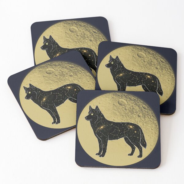 Item preview, Celestial Husky Tattoo: Gold Moon & Wolf Constellation Art designed and sold by iPrintPaws.