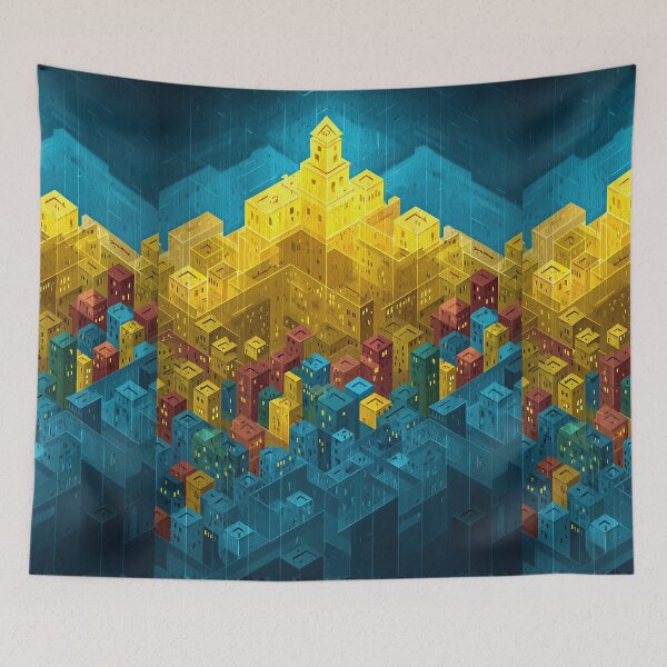 Item preview, Isometric Yellow and Blue City Blocks designed and sold by Piotrek0001.