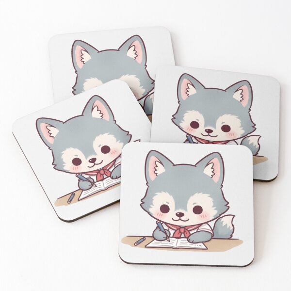 Item preview, Cute Kawaii Wolf Studying – Adorable School Aesthetic Illustration designed and sold by soletstudio.