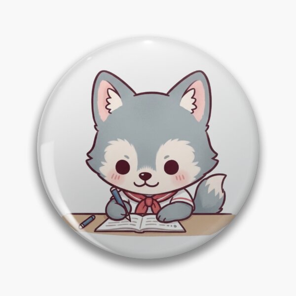 Item preview, Cute Kawaii Wolf Studying – Adorable School Aesthetic Illustration designed and sold by soletstudio.