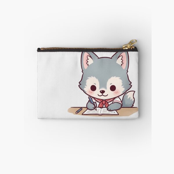 Item preview, Cute Kawaii Wolf Studying – Adorable School Aesthetic Illustration designed and sold by soletstudio.