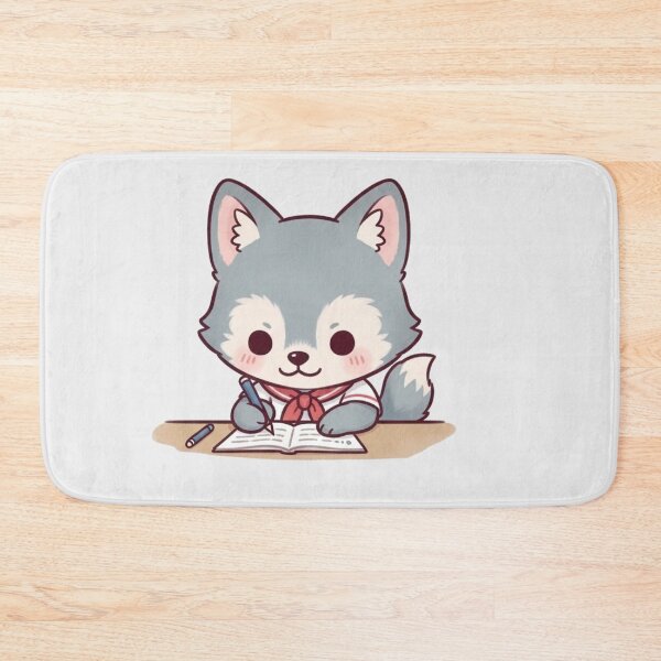 Item preview, Cute Kawaii Wolf Studying – Adorable School Aesthetic Illustration designed and sold by soletstudio.