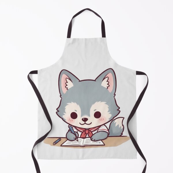 Item preview, Cute Kawaii Wolf Studying – Adorable School Aesthetic Illustration designed and sold by soletstudio.
