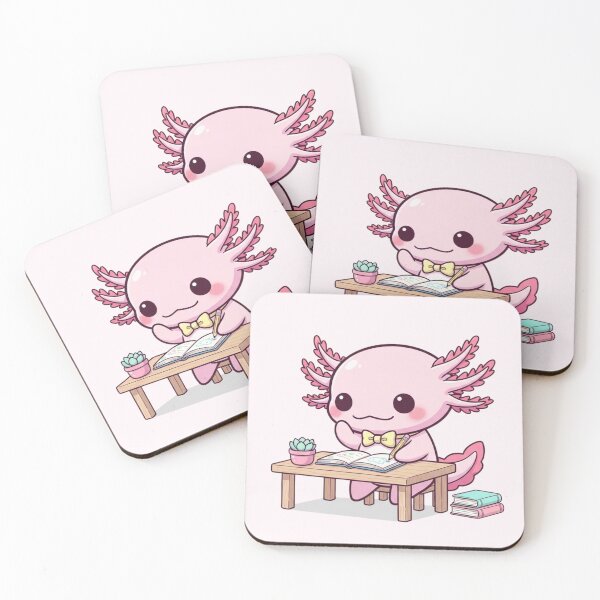 Item preview, Cute Kawaii Axolotl Studying – Pastel Pink Study Buddy Illustration designed and sold by soletstudio.